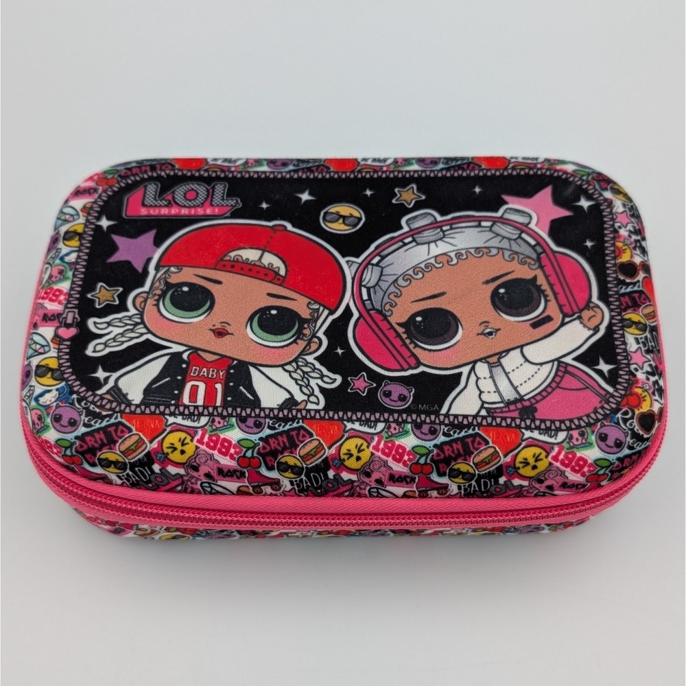 L.O.L. Surprise! hard shell molded zippered pencil case with characters  8"